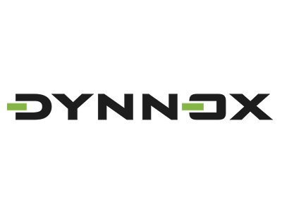 Op de afbeelding is het woord DYNNOX te zien in vetgedrukte zwarte letters, met groene lijnen die in de letters D en O zijn verwerkt, op een lichtgrijze achtergrond.